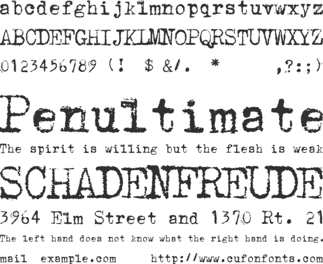 Underwood 1913 font preview
