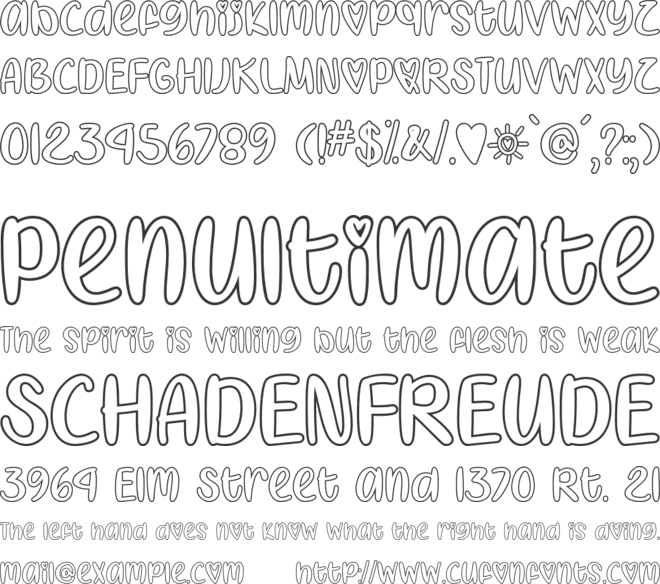 I Heart Coloring font preview