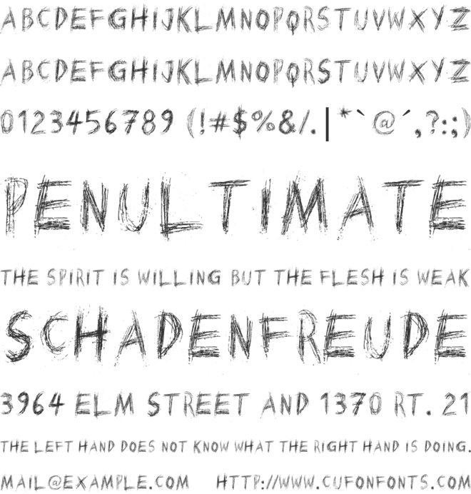 Scratched on X Ray font preview