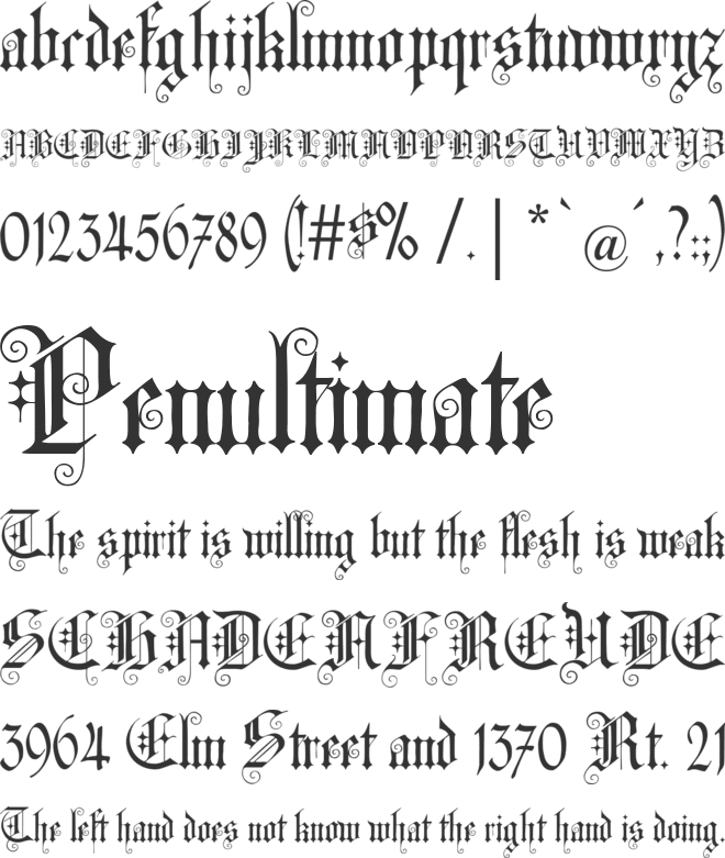 CAT Altgotisch font preview