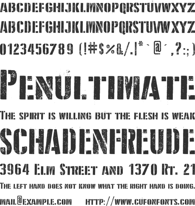 D Day Stencil font preview