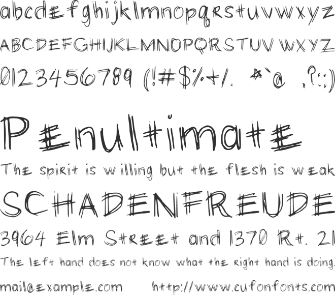 Hashed font preview