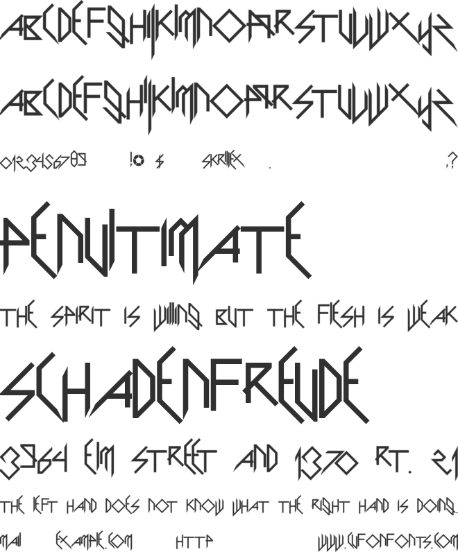 Scary Glyphs and Nice Characters font preview