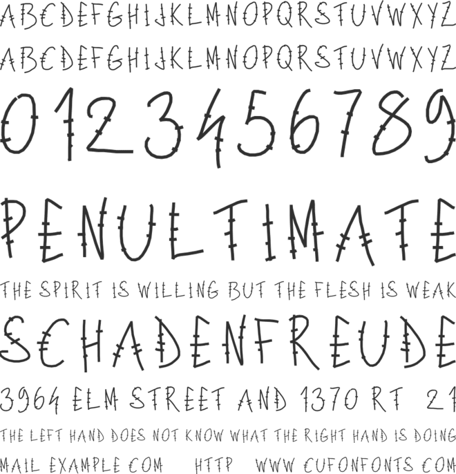PWLettresbarres font preview