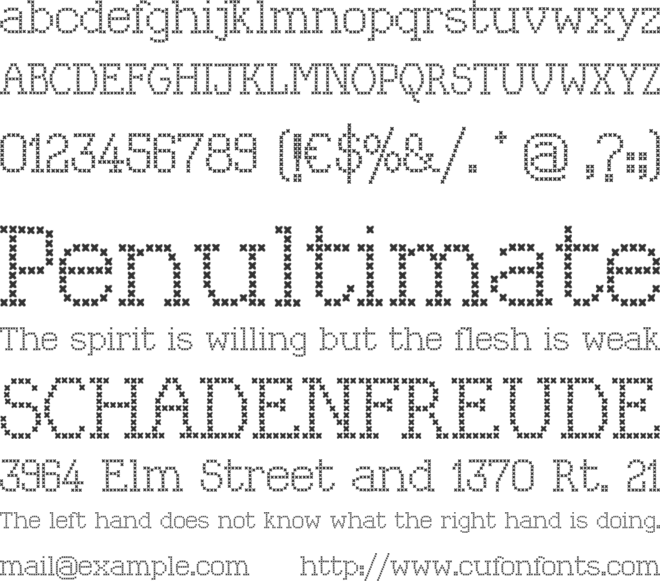 Kingthings Xstitch font preview