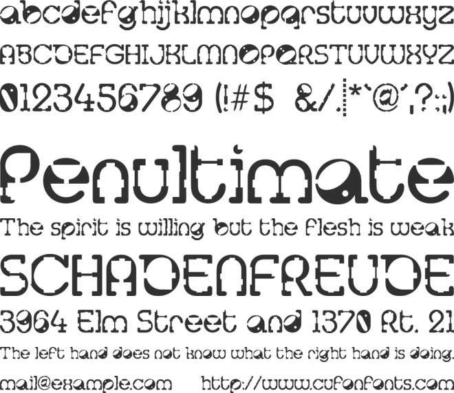 Tralfamadore font preview