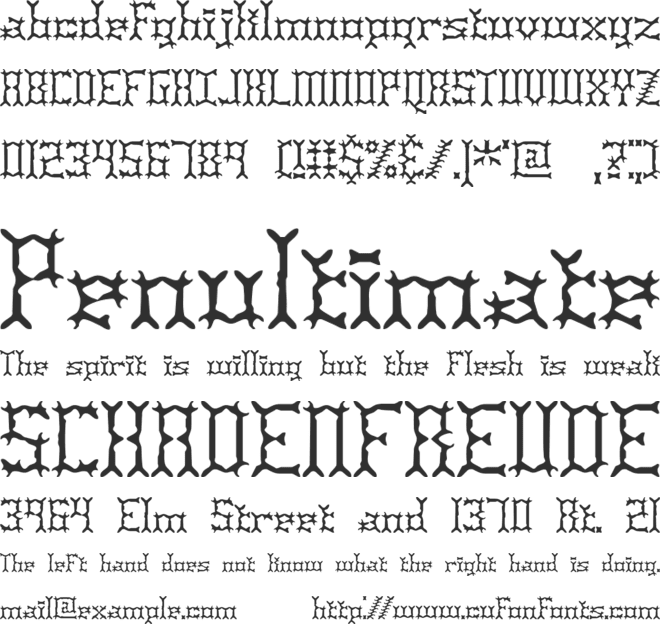 Pincers BRK font preview