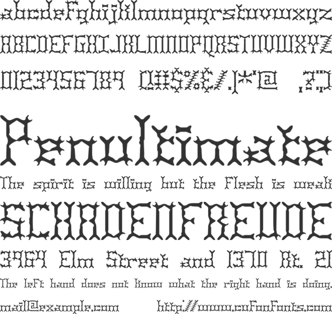 Pincers BRK font preview