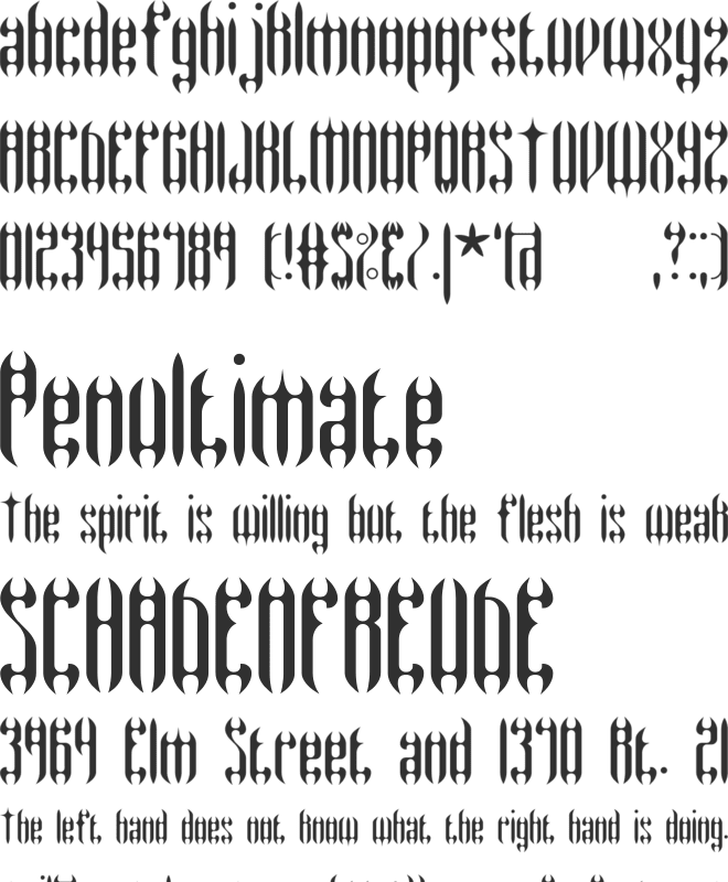 Wyvern Wings BRK font preview