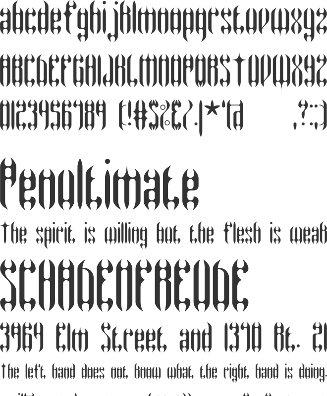 Wyvern Wings BRK font preview