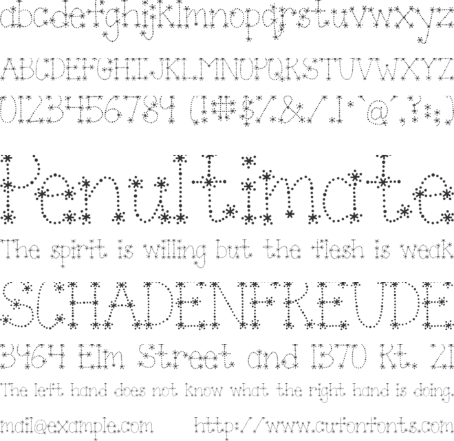 Janda Sparkle and Shine font preview