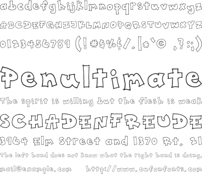 Toony font preview