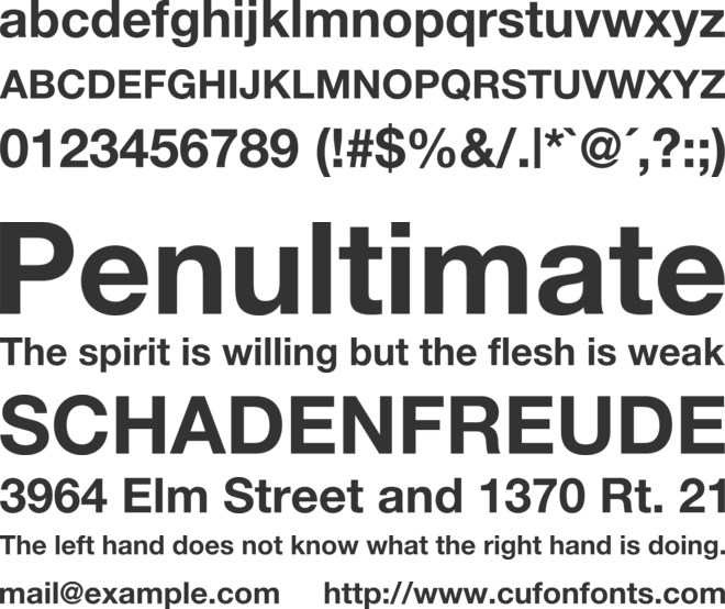 Helvetica Neue font preview