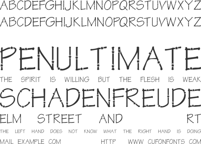 KR Star Letters font preview