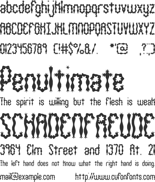 Wiggly Squiggly (BRK) font preview