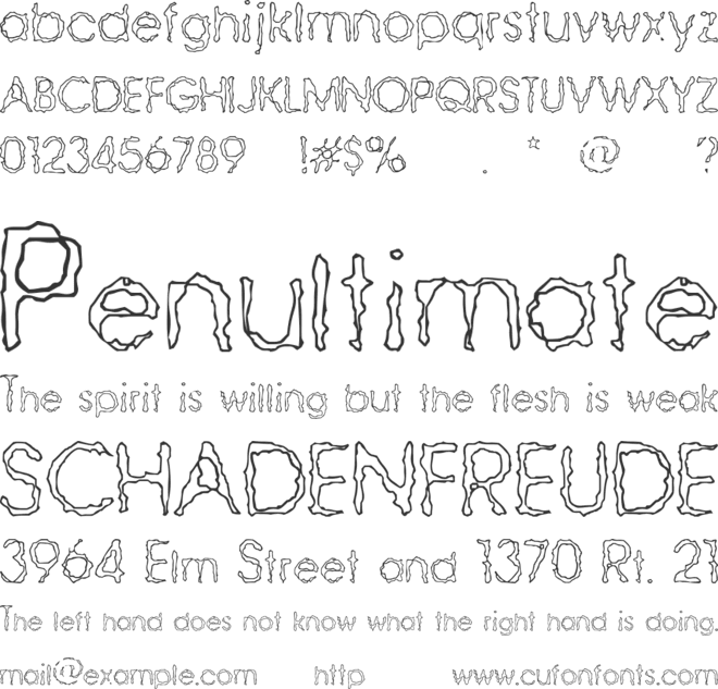 Ravaged By Years (BRK) font preview