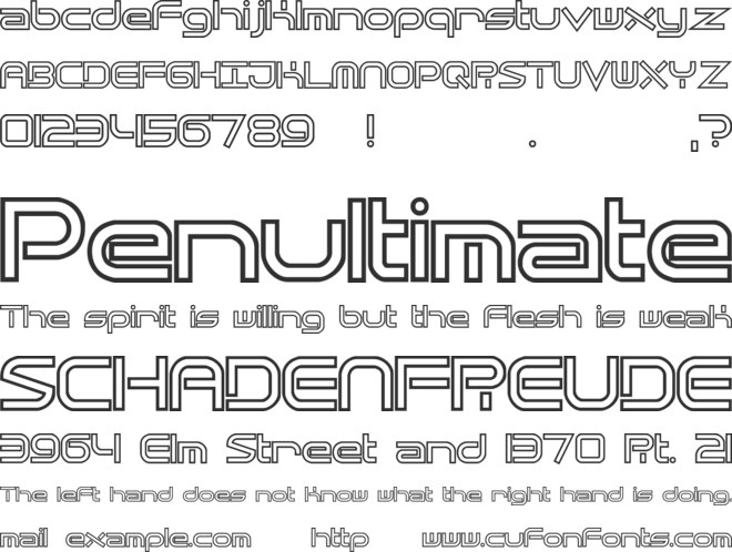 Quantum Flat Hollow (BRK) font preview
