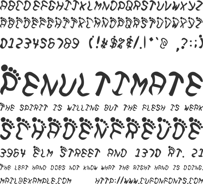 Feetish font preview