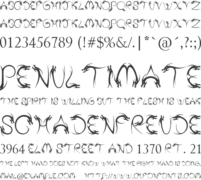 Tribal Dragon font preview