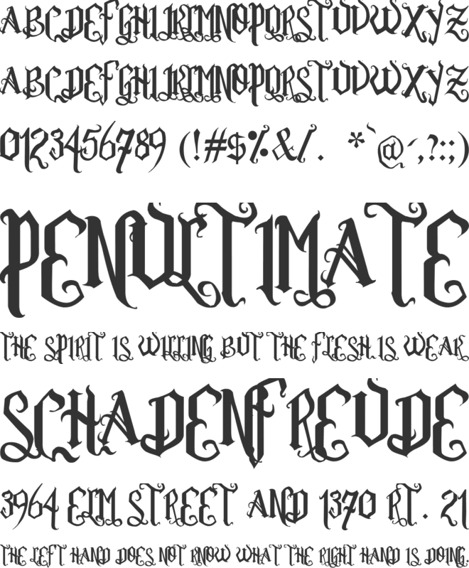 Romance Fatal Goth font preview