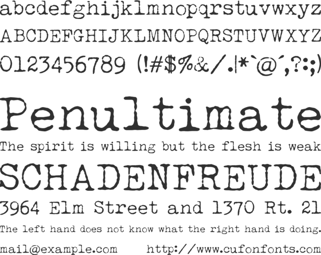 LUCKY TYPEWRITER font preview