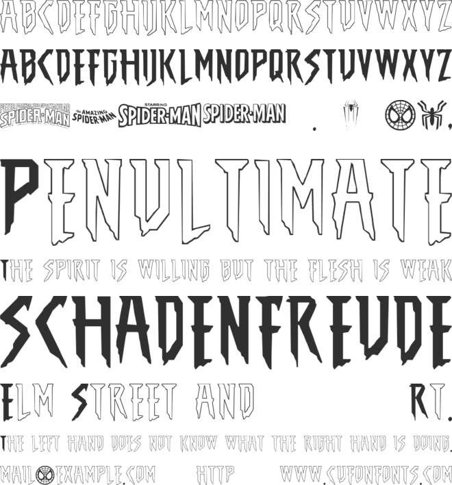THE AMAZING SPIDER-MAN font preview