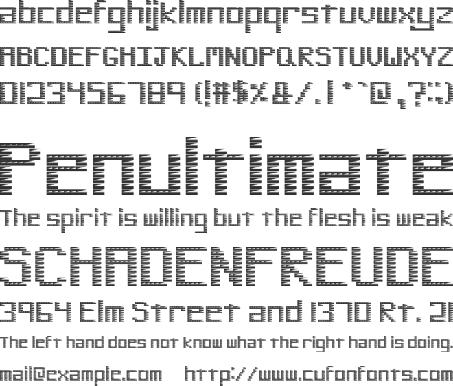 Pinstripe Bitmap font preview