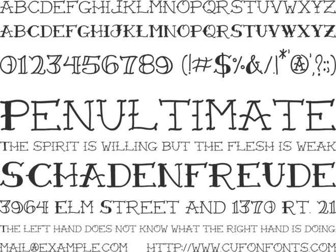 VTC Freehand Tattoo One font preview