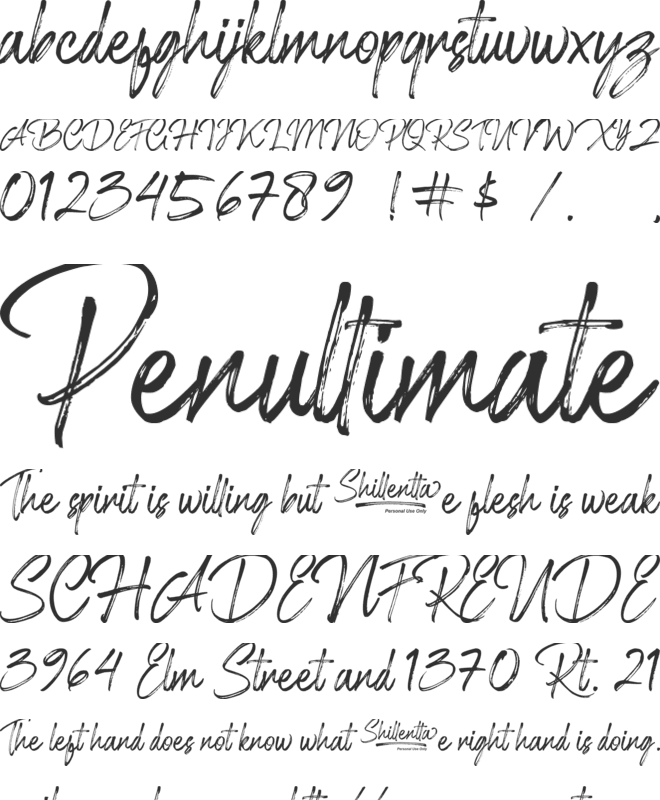 Shillentta Personal Use Only font preview