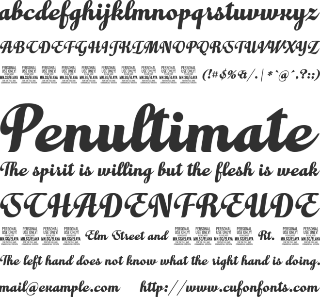 Elaya Script PERSONAL USE ONLY font preview