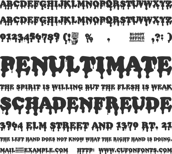 Bloody Office font preview