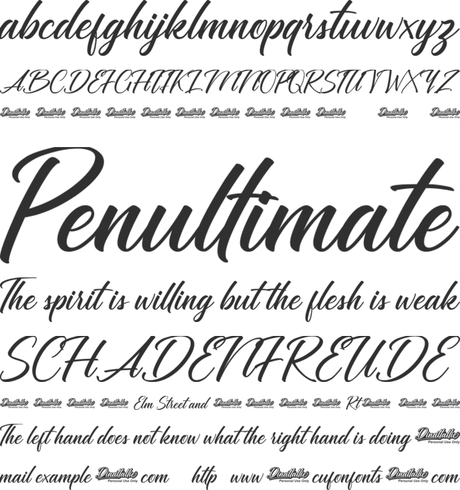 Dinattallie Personal Use Only font preview