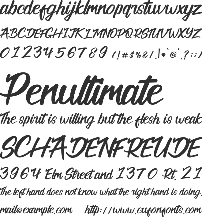 California font preview