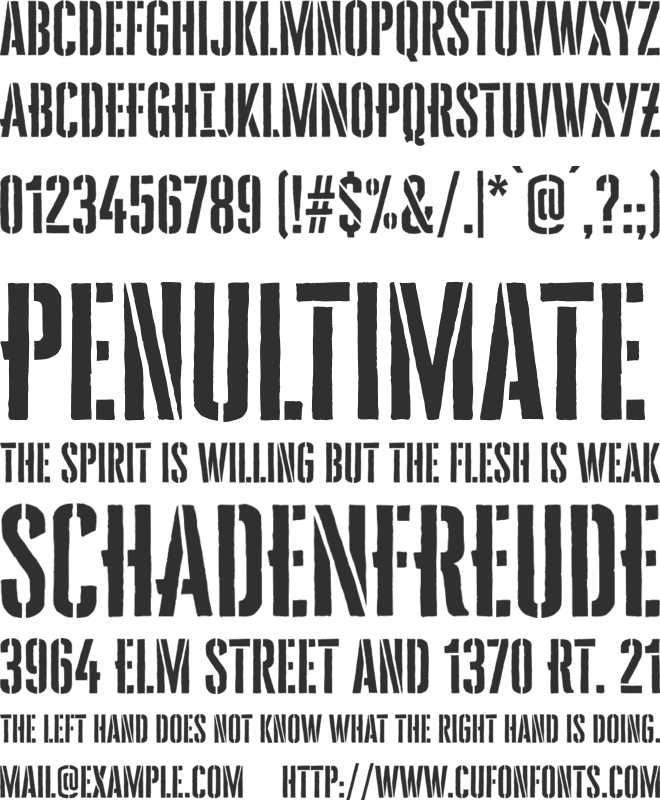 Cheddar Gothic Stencil font preview