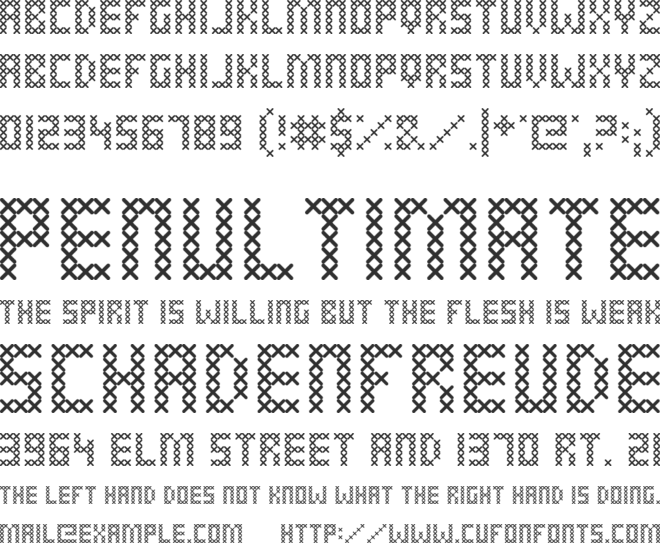 Cross Stitched font preview