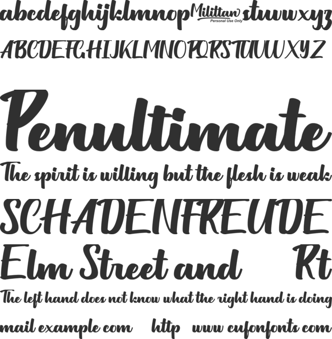 Milittan Personal Use Only font preview