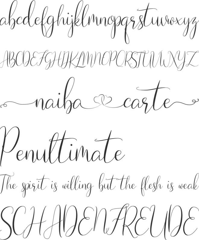 Naibacarte font preview