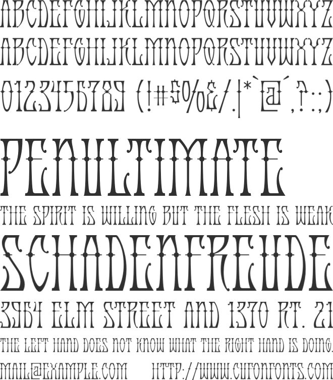 Antique Android font preview