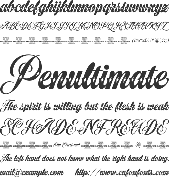 Starella Tattoo Deco PERSONAL font preview