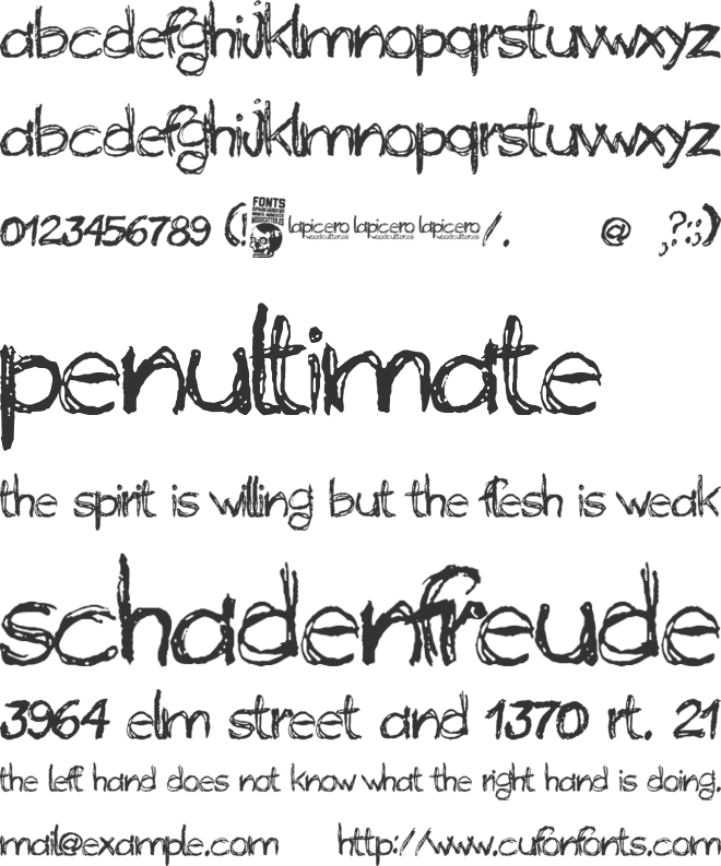 Lapicero font preview