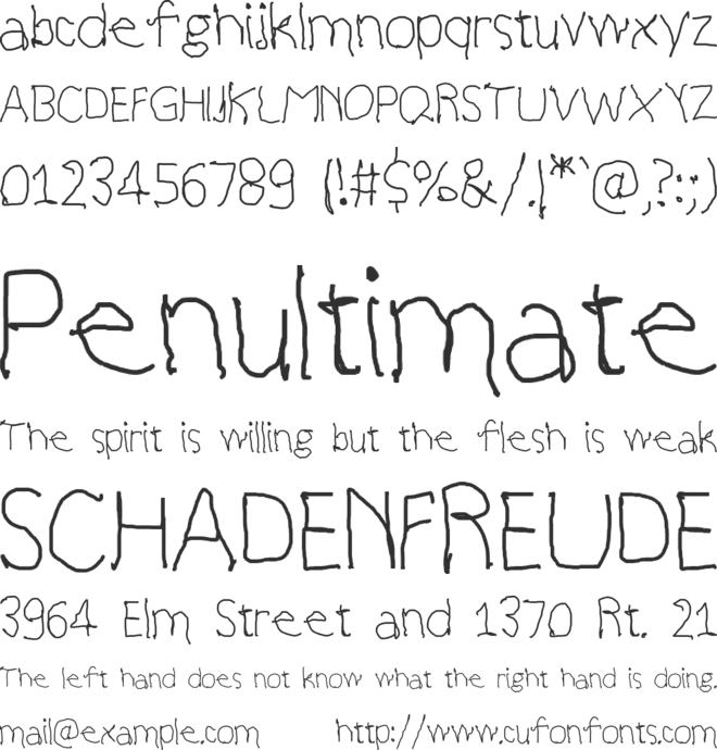 YoungWriter font preview