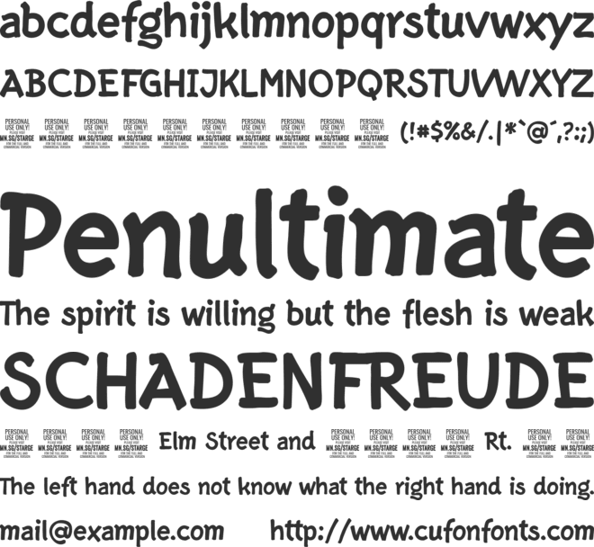 Starge PERSONAL USE ONLY font preview