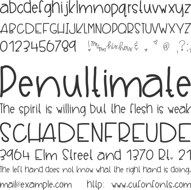 LoveKnowsNoSize font preview
