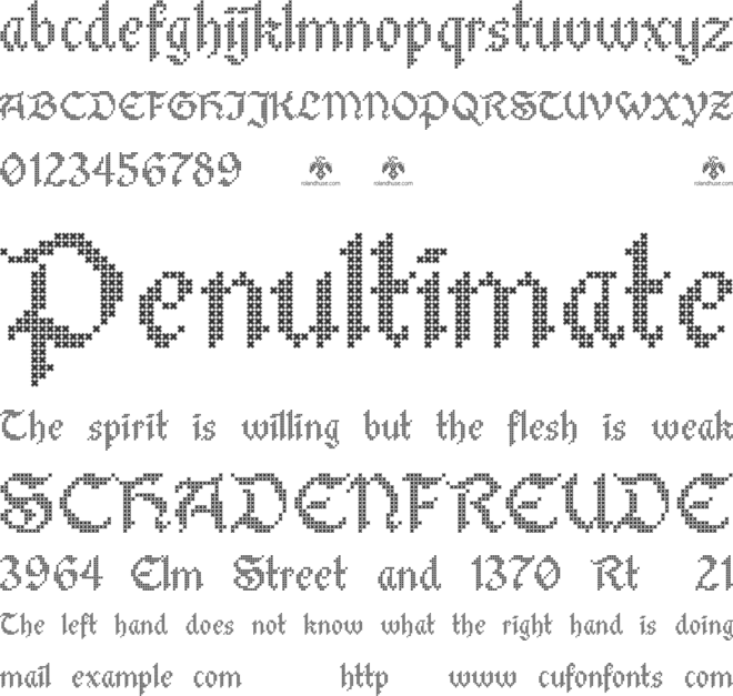 Stitch Warrior font preview