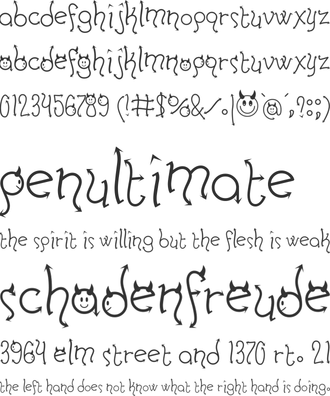 Horny Devils BV font preview