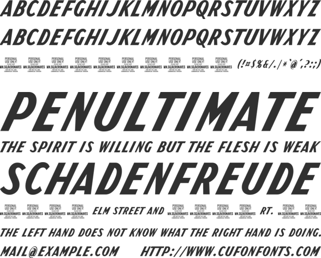 Aeronaves PERSONAL USE ONLY font preview