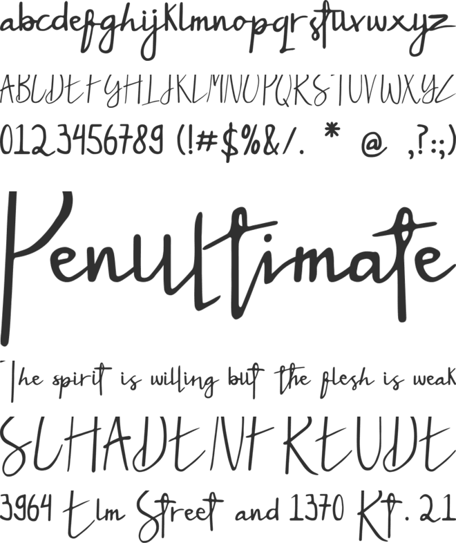 JeannePetittenget font preview