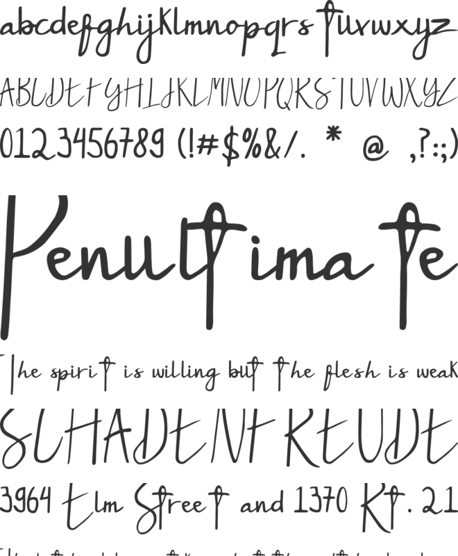 JeannePetittenget font preview