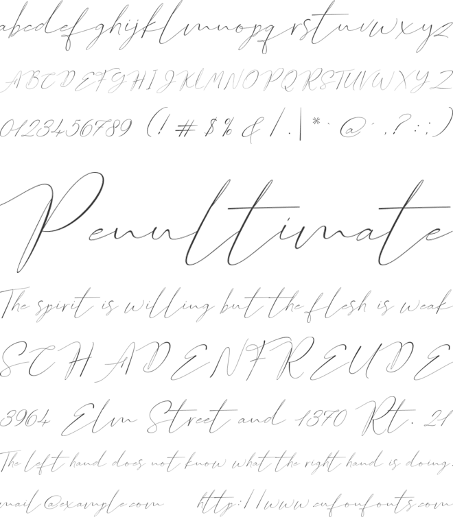 England font preview