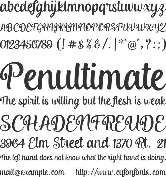 Misyalli font preview